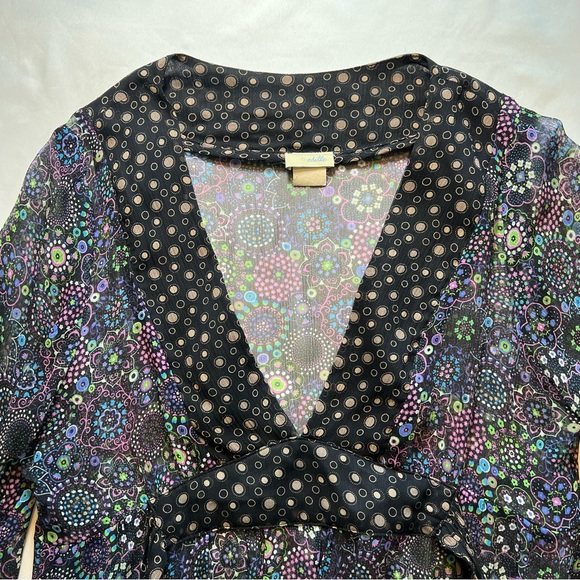 Odille Anthropologie 100% Silk Floral Sheer Size Small Made in USA - Picture 6 of 11
